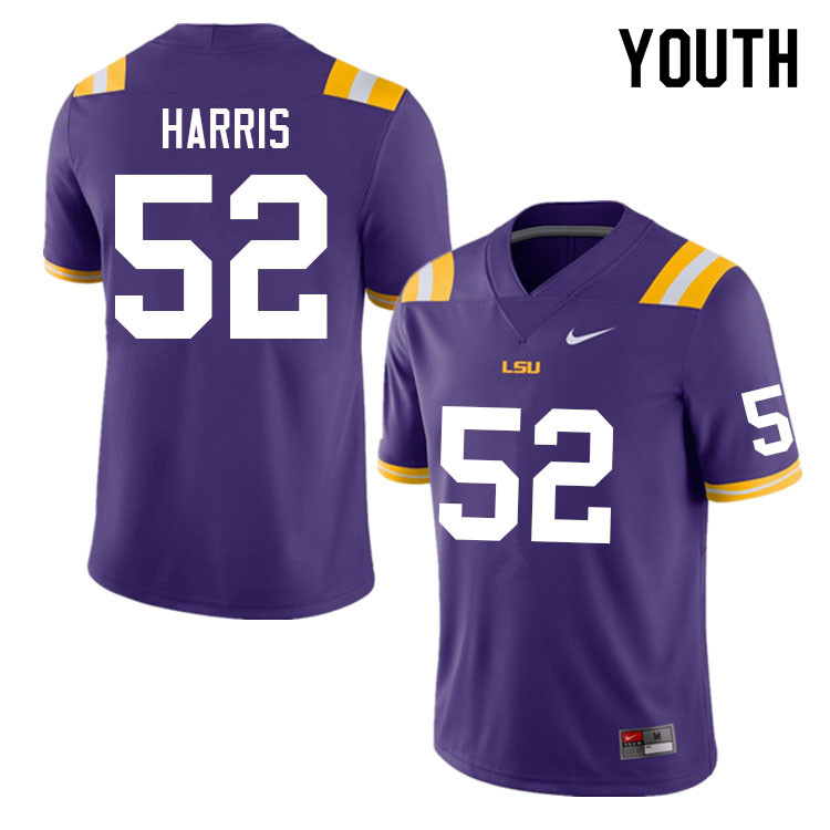 Youth #52 Nate Harris LSU Tigers College Football Jerseys Sale-Purple